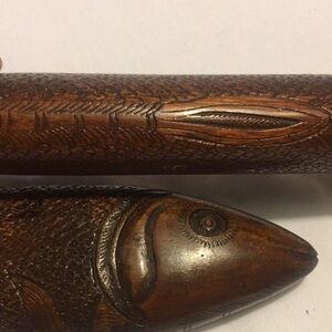 Carved wood fish carving set